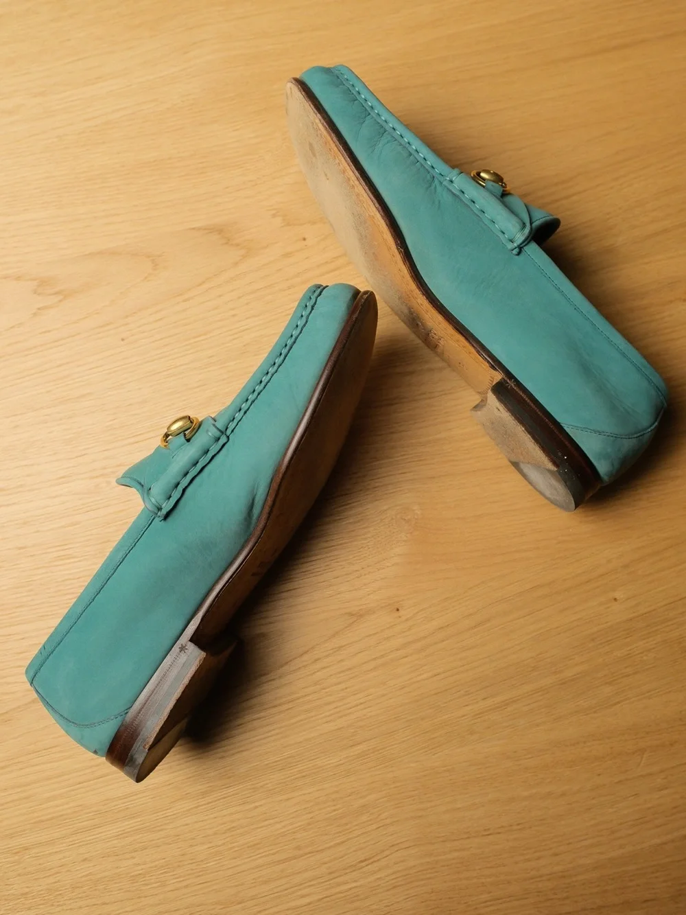 Rare Gucci 1953 Horsebit Loafers Teal Leather Size 8 With Box